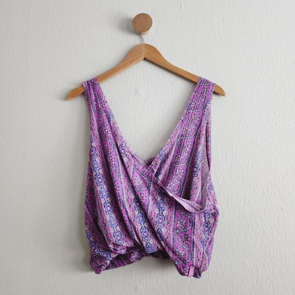 NEW Free People Twisted Wrap Tank Top Summer Bloom Floral Print Linen XS - Picture 1 of 10